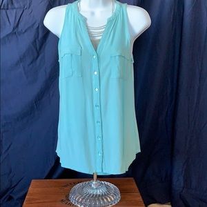 Aqua sleeveless blouse